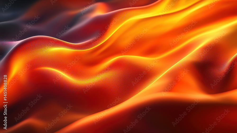 Poster a dynamic 3d abstract background displays realistic waves of orange and red in a 4k resolution, crea