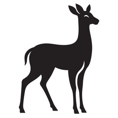 Deer black Silhouette vector art Illustration with white background, animal Silhouette.
