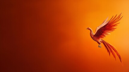 Obraz premium A vibrant phoenix with intricate feathers soaring against a warm gradient background.