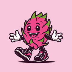 Dragon Fruit Retro Vintage Character