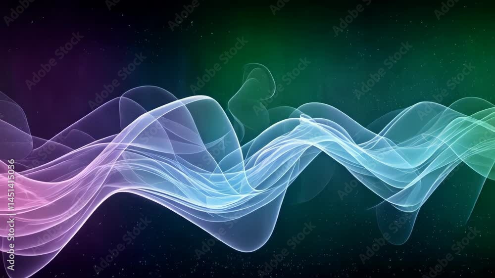 Aufkleber colorful abstract wave pattern flowing across a dark bokeh background, creating a vibrant, artistic,