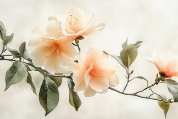 Fototapeta premium Delicate pastel blossoms on a gentle branch.