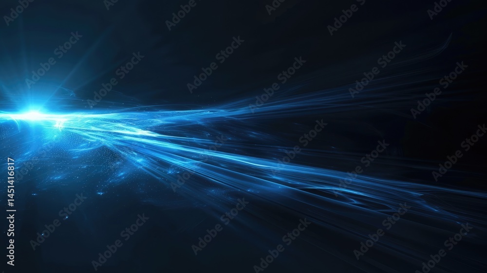 Poster sparkling laser beam effect dash with high-speed shine and emit electric light express fantasy scene