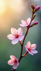 Obraz premium Dew-kissed blossoms unfurl, pastel hues paint the morning , nature, fresh, tender