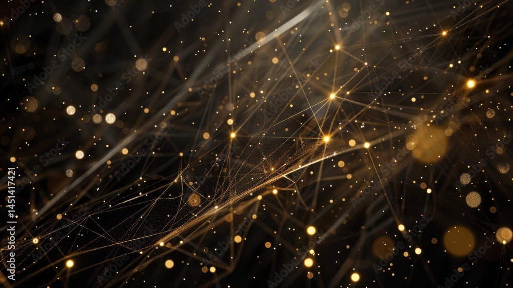 Poster this abstract image features bright lines and points against a black background, creating a dynamic 