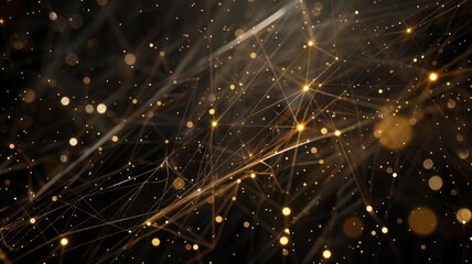 Fototapeta premium This abstract image features bright lines and points against a black background, creating a dynamic and modern visual effect suitable for various design projects.