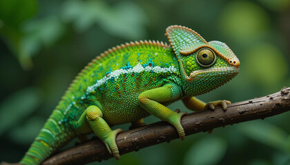 Obraz premium Vibrant Chameleon on a Branch