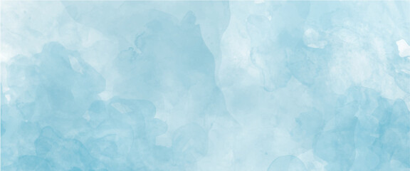 Vector water color design, Sky pattern with snow. Light blue watercolour paper texture background. 