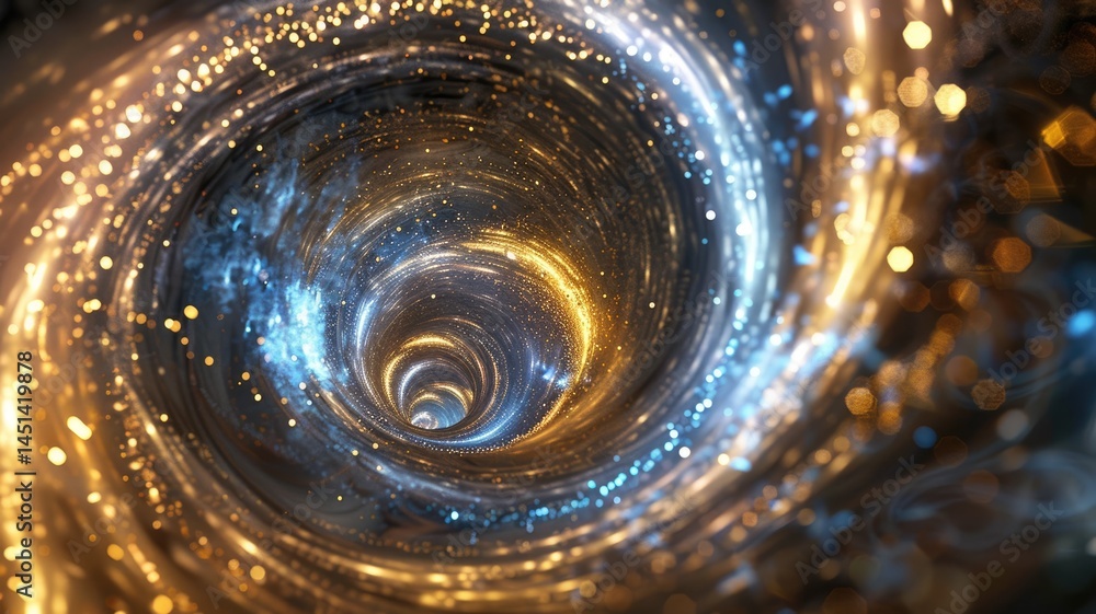 Poster abstract of particles glowing vivid light with fractal style effect. futuristic style vortex scene a