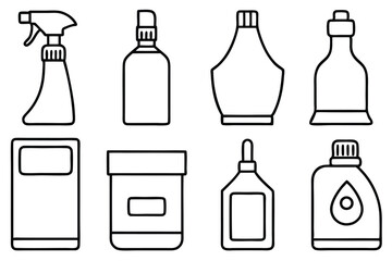 Fototapeta premium Cleaning Agents Safe Surface Line Art