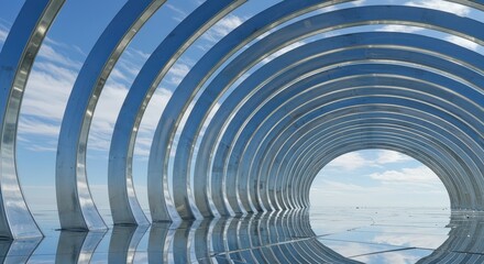 Abstract Chrome Tunnel Reflecting Sky