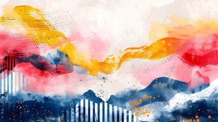 Abstract painting featuring vibrant color strokes.
