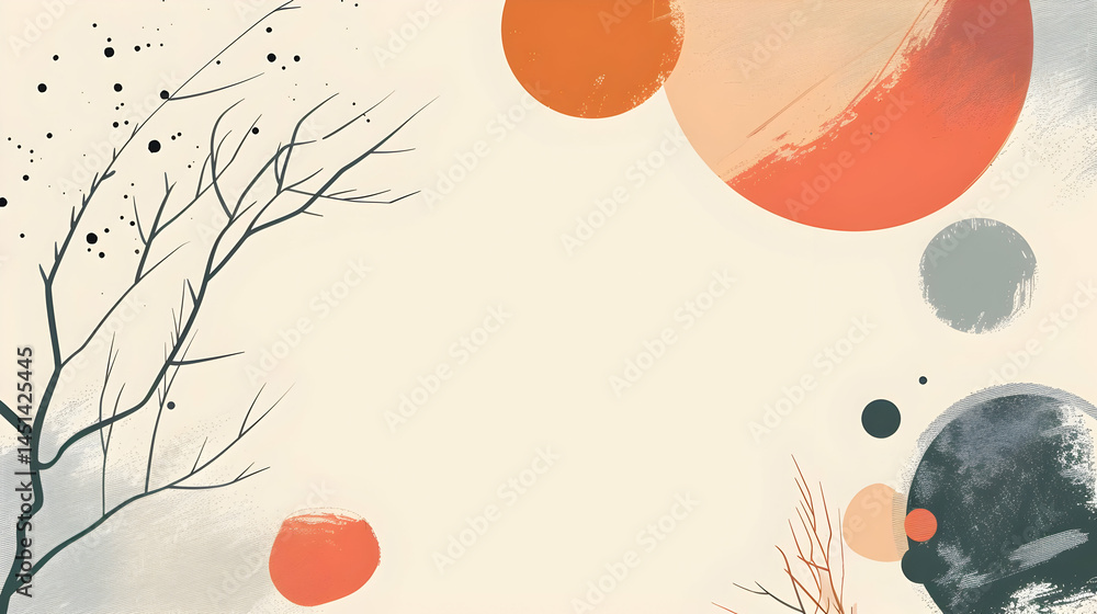 Poster abstract artwork with muted colors and simple forms.