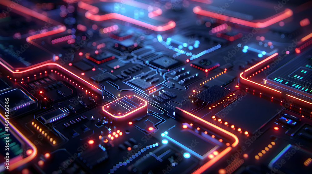 Poster close-up view of intricate circuit board design.