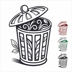 Trash Can silhouette vector illustration