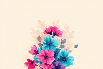 Fototapeta premium Colorful floral arrangement against a soft background.