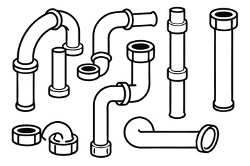 Conduit pipes electrical system Line art