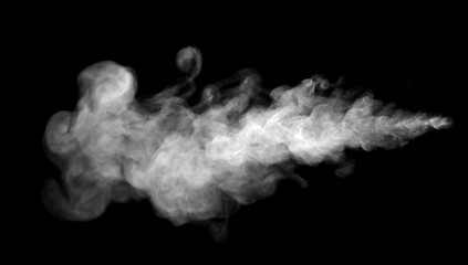 Close-up photo set of abstract white smoke or vapor floating on black background. Fog and clouds effect for design. Smog elements.	