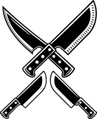 Crossed kitchen knife Silhouette vector illustration