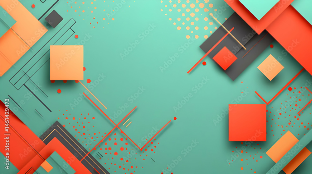 Poster abstract geometric pattern with layered shapes and bright colors.