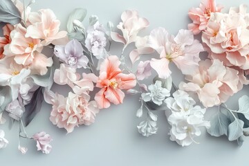 Pastel floral arrangement on a muted background.