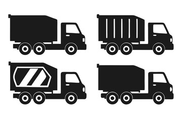 Fototapeta premium set of Garbage Truck silhouette vector illustration
