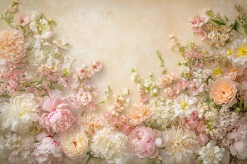 Delicate floral arrangement in pastel shades.