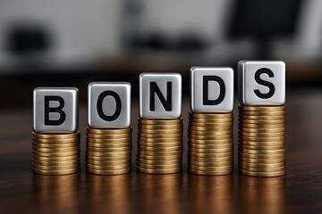 bonds investment money finance stacked coins 3d render savings wealth financial security income interest fixed income bond market business concept banking economy budget portfolio planning