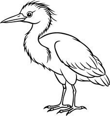 kid egret outline vector illustration, line art