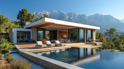 Stunning contemporary villa merges luxury living with breathtaking mountain views