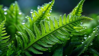 Dew-Kissed Fern Fronds: A Symphony of Green