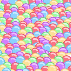 Colorful Seamless Pattern of Glossy Bubbles in Vibrant Colors