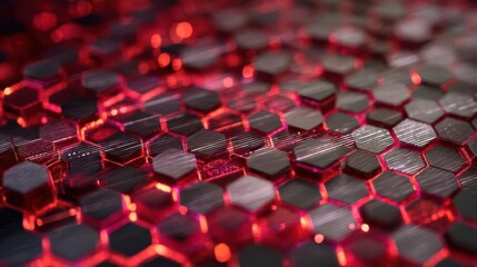 Fototapeta premium Hexagonal Matrix Grid on Digital Surface with Light-Reactive Effect Transparent Background