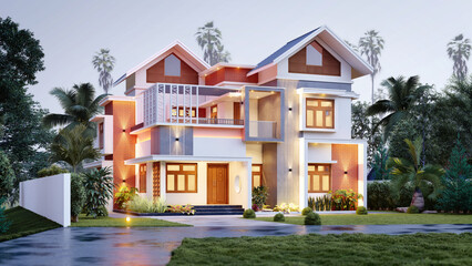 3d illustration of a newly built luxury home
