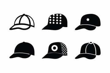 set of Golf Cap icon silhouette vector illustration