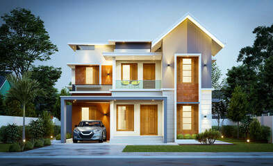3d illustration of a newly built luxury home
