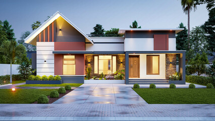 3d illustration of a newly built luxury home
