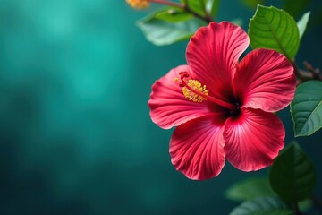 Bold hibiscus blooms, vibrant color, tropical feel, design, print, seamless