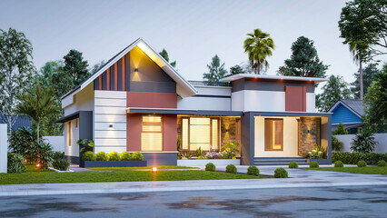 3d illustration of a newly built luxury home
