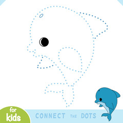 Connect the dots, education game for children, Cute cartoon dolphin © ksenyasavva