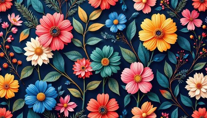 Intricate floral textile design, repeating seamlessly , classic, art