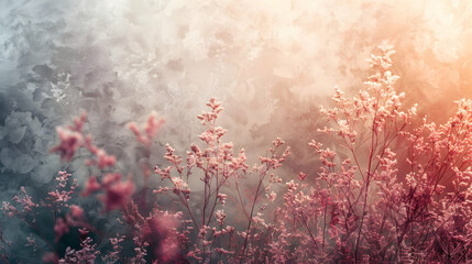 Pastel-toned floral display against a textured backdrop.