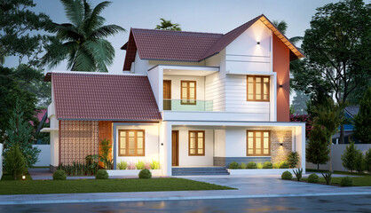 3d illustration of a newly built luxury home
