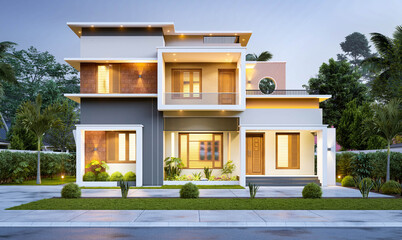 3d illustration of a newly built luxury home
