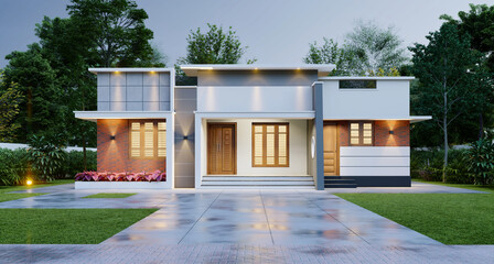 3d illustration of a newly built luxury home
