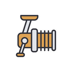 Fishing reel colored icons, minimalist vector illustration ,simple transparent graphic element .Isolated on white background