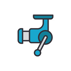 Fishing reel colored icons, minimalist vector illustration ,simple transparent graphic element .Isolated on white background