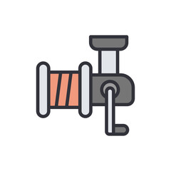 Fishing reel colored icons, minimalist vector illustration ,simple transparent graphic element .Isolated on white background