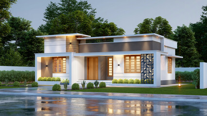 3d illustration of a newly built luxury home
