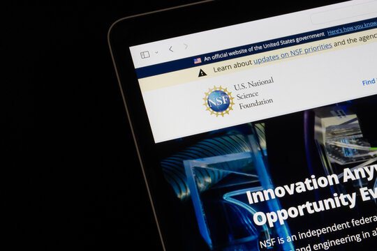 Portland, OR, USA - May 2, 2025: Website homepage of the U.S. National Science Foundation (NSF) is seen on the screen of a computer.